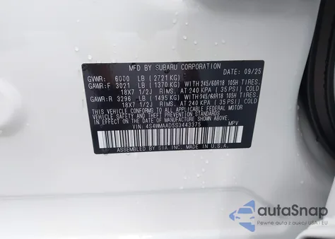 2025 Subaru Ascent Premium 8-Passenger z USA, uszkodzony, nr VIN 4S4WMAAD5S3443375